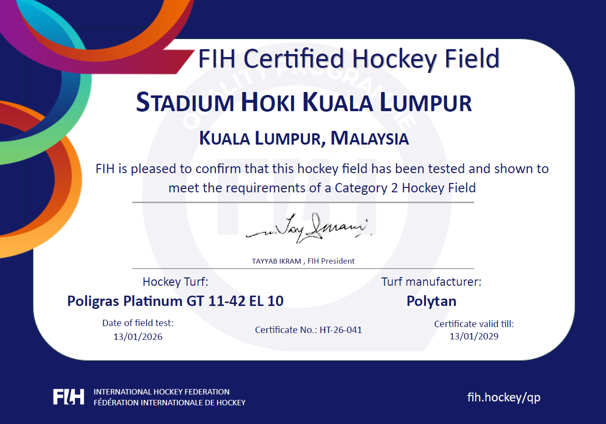 FIH Certified Hockey Field - Stadium Hoki MBDK klang Malaysia