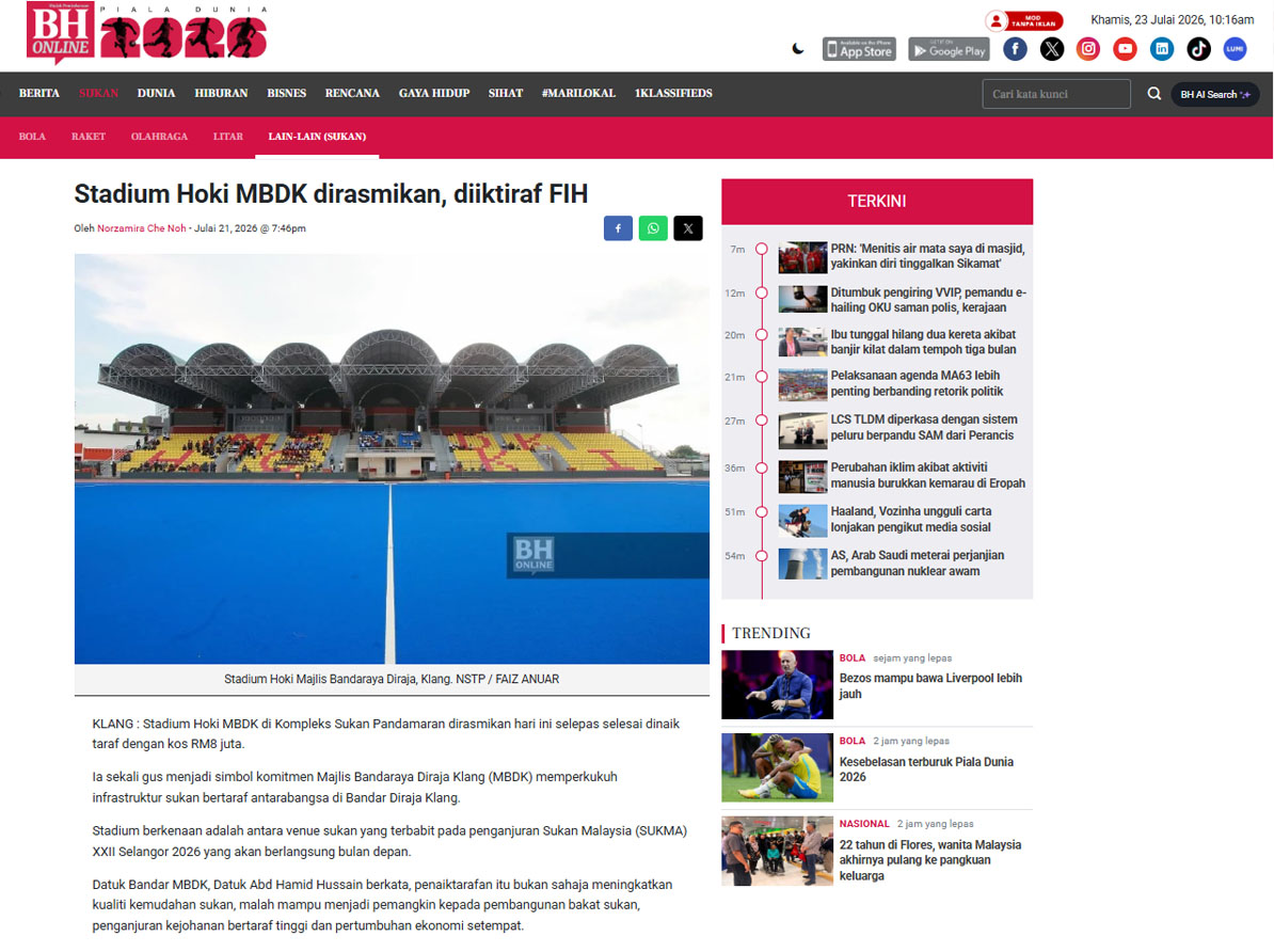 Berita Harian_Stadium Hoki MBDK - FIH